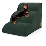 Hundetreppe für kleine Hunde, Hundetreppe Stufen für Hochbetten und Couch, JYpawsie pal rutschfeste Unterseite Haustiertreppe, Weichschaum Indoor Haustierrampe, Haustiertreppe Grün 3-stufige