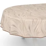 ANRO Tischdecke Wachstuch abwaschbar Oval 180 x 140 cm Beige