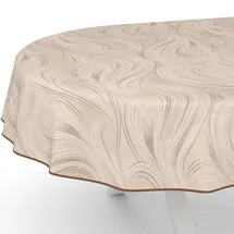 ANRO Tischdecke Wachstuch abwaschbar Oval 180 x 140 cm Beige