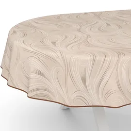 ANRO Tischdecke Wachstuch abwaschbar Oval 180 x 140 cm Beige
