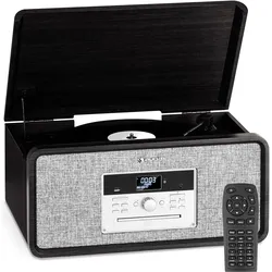 Bella Ann Stereoanlage Plattenspieler Radio DAB+/UKW USB Bluetooth Schwarz