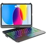 KARFUN Tastatur Hülle für iPad 10 Generation/11 Generation A16(11/10.9 Zoll, 2025/2022), 360° drehbar iPad Hülle mit Touch Bluetooth Tastatur, Multi-Touch Trackpad, QWERTZ (10.9" SCHWARZ)