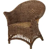Kinder-Sessel, Kinderstuhl mit Armlehnen, Sessel aus Rattan (Vintage Braun)