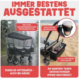 onbest Bollerwagen faltbar mit Dach schwarz/Kühltasche