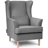 Konsimo Konsimo® Ohrensessel, Dunkelgrau, Grau, 82x108x80 cm, Wohnzimmer, Sessel, Polstersessel
