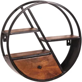 SIT Möbel Panama Wandregal 50 x 13 x 50 cm Antikschwarz / Mango