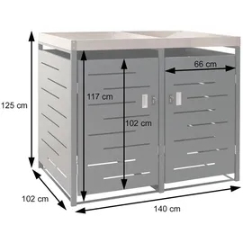 MCW Mülltonnenverkleidung H40 125 x 140 x 102 cm grau