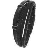 Tom Tailor Identarmband Edelstahl/Leder/Kautschuk Schwarz 2100691 Größe 20+1,5 cm