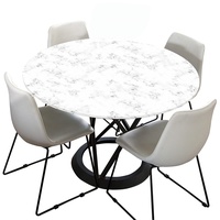 FANSU 3D Marmor Runde Tischdecke Elastisch Abwaschbar für Draußen Rund Tischdecken Wasserdicht Tischdecken Lotuseffekt Tischtuch für Outdoor Garten (Durchmesser 170cm,Weißer Marmor)