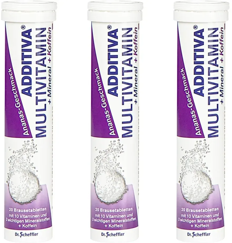 Additiva Multivit.+Mineral+Koffein Ananas Brausetabletten