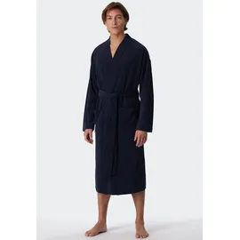 SCHIESSER Herrenbademantel SCHIESSER "Feather Terry", Herren, Gr. XL, blau (803, blau), Baumwoll-Mix, Langform, Hausmäntel, Bindegürtel, Seitentaschen