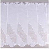 SCHÖNER LEBEN. Meterware Scheibengardine Organza nähfrei Stickerei Blumen weiß beige 70cm, stark perforiert, Stickerei/Stickstoff, bestickt beige|weiß