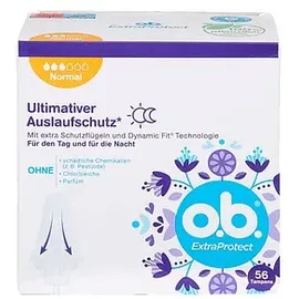 o.b. Tampons ExtraProtect Normal Größe normal für mittlere/stärkere Periode 56 St.