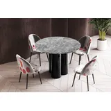 Design Esstisch Tisch HRE-111 rund Hochglanz Esszimmer 100 x 75 cm - Schwarz