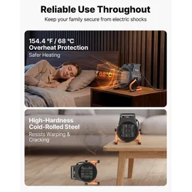 Vevor PTC-Heizlüfter 2000 W Orange/Schwarz
