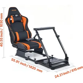 Vevor Lenkradständer, Simulator-Cockpit mit Doppelschienen-Doppelarm, passend für Logitech G25, G27, G29, G920, G923, Thrustmaster T300RS, TX F45... - Schwarz