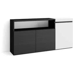 SKRAUT HOME Sideboard, Schrank, Küche, Schrank, Flurmöbel, 150x35x75cm, 3 Türen, Viel Stauraum, Moderner Stil, Schwarz und Weiß - 66_1