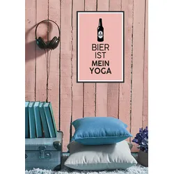 queence Metallbild »Bier Yoga«, Schriftzüge-Schriftzug-Getränke, (1 St.), Stahlschilder queence Farbe Bild(er): schwarz