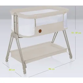 lionelo Luna ein tragbares Beistellbett mit einer Matratze, reisebett, von Neugeboren bis 9 kg, in der Höhe und der Neigung verstellbar, 4 Rädern - Beige