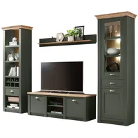 IMV Furn.Design Wohnwand Grün, Eiche Wotan, Metall, Nachbildung, 308x207x45