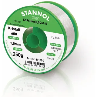 Stannol Kristall 600 Fairtin Lötzinn, bleifrei bleifrei Sn96,5Ag3Cu0,5 250g 1mm