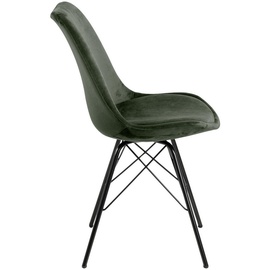 AC Design Furniture Emanuel Esszimmerstühle 2er Set, B: 48,5 x H: 85,5 x T: 54 cm, Waldgrün/Schwarz, Samt/Metall, 2 Stk