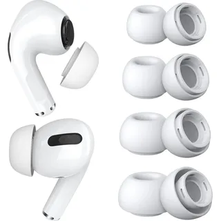 MMobiel 4 Paar Ersatz-Ohrstöpsel für AirPods Pro & Silikon Ohrstöpsel XS/S/M/L Weiß