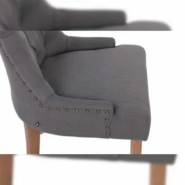 CLP 2er Set Esszimmerstuhl Aberdeen Stoff antik-hell/dunkelgrau