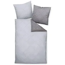 Davos Palermo Mako Satin Gestreift Grau 155 x 220 cm + 80 x 80 cm