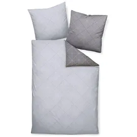 Davos Palermo Mako Satin Gestreift Grau 155 x 220 cm + 80 x 80 cm