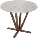 Mendler Bistrotisch HWC-M56, Tisch Esstisch, Massiv-Holz HPL Laminat Melamin Ø92cm, Beton-Optik, braunes Gestell