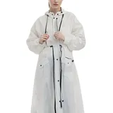 FStorellia Regenmantel Regenponcho mit wasserdichter Klappentasche Kapuze weiß XL