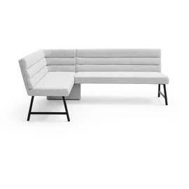 OTTO home Eckbank OTTO HOME "Oregon Küchenbank, Polsterbank, Esszimmerbank, 177x140 cm", hellgrau, B:177cm H:90cm T:140cm, Massivholz, Metall, Polyester, Sitzbänke, Eckbank, Moderne Bank und Farben, Sitzplatzanzahl: 4/5, Frei in Raum stellbar