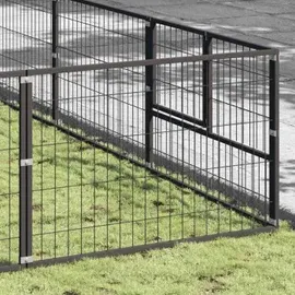 vidaXL Hundezwinger Schwarz 49 m2 Stahl