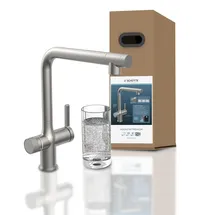 Schütte AQUASTAR PREMIUM Sprudelwasser-Spültischarmatur mit Kühl- und Filtersystem, 3 Wege Küchenarmatur, Osmose Wasserhahn, Küchenarmatur mit Wasserfilter gegen Kalkrückstände, Edelstahl