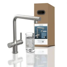 Schütte AQUASTAR PREMIUM Sprudelwasser-Spültischarmatur mit Kühl- und Filtersystem, 3 Wege Küchenarmatur, Osmose Wasserhahn, Küchenarmatur mit Wasserfilter gegen Kalkrückstände, Edelstahl
