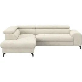 Cotta Ecksofa COTTA "Aura L-Form, B: 260 cm", weiß (ivory), B:260cm T:210cm, Sofas, Ecksofa, mit Bettfunktion, Bettkasten & Kopfteilverstellung