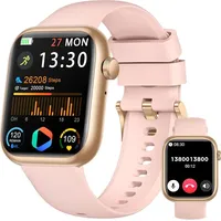 Smartwatch Damen Herren, 1.83" HD Schrittzähler/Blutdruckmessung/Pulsuhren/Telefonfunktion, Schlaftracker, 120+ Sportmodi, IP68 Wasserdicht Fitnes... - Rosa