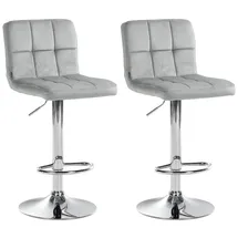 CLP 2er Set Barhocker Peru Samt I Höhenverstellbarer Drehstuhl Mit Gestepptem Polster I Komfort Thekenhocker Mit Fußstütze Und Metallgestell