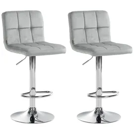 CLP 2er Set Barhocker Peru Samt I Höhenverstellbarer Drehstuhl Mit Gestepptem Polster I Komfort Thekenhocker Mit Fußstütze Und Metallgestell