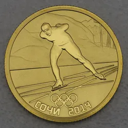 Goldmünze 50 Rubel Schlittschuhlaufen 2014 Olympia Sotchi (Russland)