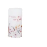MARELIDA LED Kerze mit Zitat Blumen Motiv Echtwachs flackernd H:15cm Batterie weiß