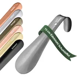 JK Trade® 15cm STABILER Edelstahl Schuhlöffel | 1.5mm polierter Metall Schuhanzieher zum Reisen | Schuhlöffel klein für Unterwegs | optimierte Länge & Breite | Shoe Horn | Aufhängbar (Anthrazit) - 15cm