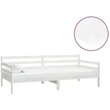 vidaXL Tagesbett mit Matratze 90x200 cm Weiß Kiefer Massivholz