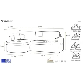 WFL GROUP Ecksofa Cord 4-Sitzer Orange