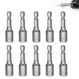 Cyberwork 10 Stück 8 mm Magnetische stecknuss set Stecknuss Nuss 1/4 Zoll Hex Bohrer sechskant bit set Adapter Metrische vielzahn nuss satzInnensechskant für Bohrer oder Akkuschrauber Zubehör