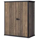 KETER Kunststoff Gartenschrank Signature Walnuss Alto 140 x 73,6 x 170,4 cm braun Holzoptik