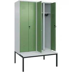 C+P DoppelSpind Classic PLUS Kunststoff untergebaute Bank 4 Abteile Trennwand HxBxT 212x120x82cm Sicherheitsdrehriegel HellgrauResedagrün von PROREGAL