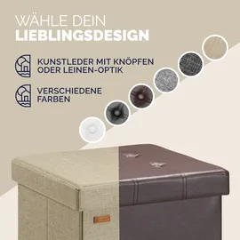 CASARIA Faltbarer Sitzhocker mit Stauraum 2er Set Beige