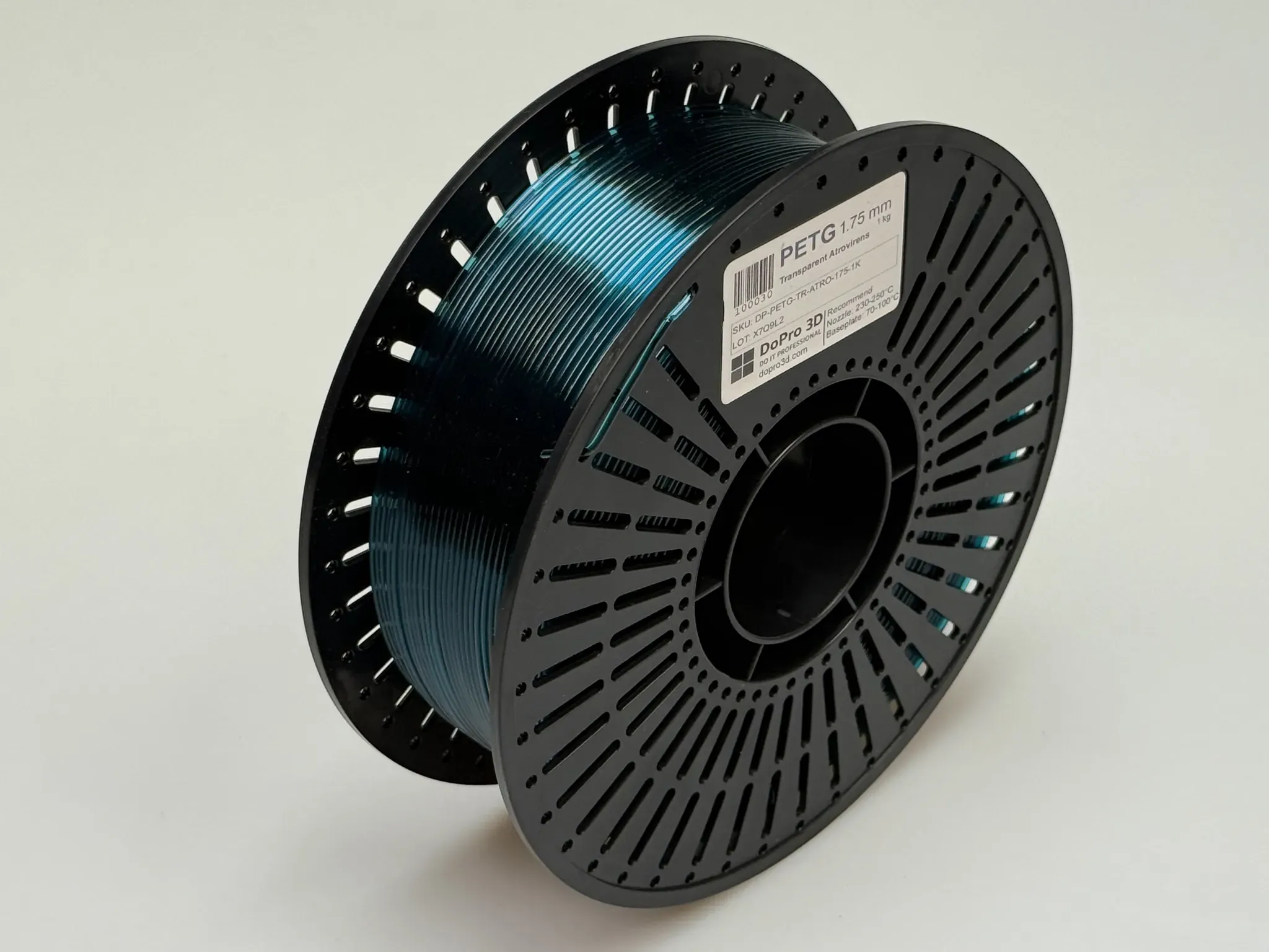 DoPro 3D PETG Filament Transparent Atrovirens Green – Nexyl Class – 1,75 mm – 1,0 kg